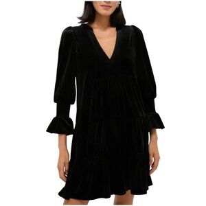 Tuckernuck Black Velvet Kenzo Dress size XS Pomander Place tiered swing mini